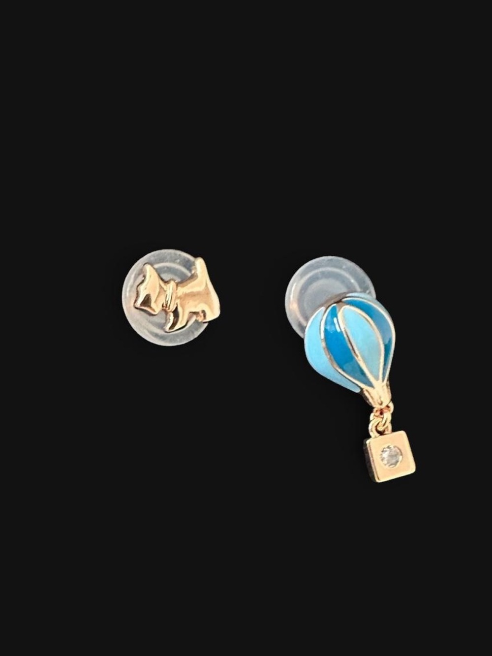 Agatha Paris Scottie Dog Hot Air Balloon Stud Earrings Dainty French